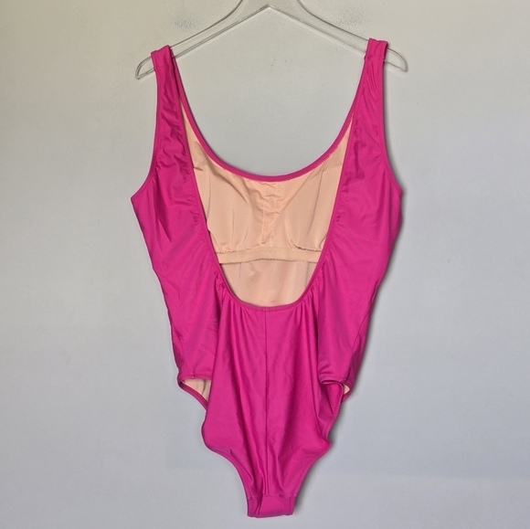 J. Crew Heritage Scoopback Vibrant Pink One-Piece Swimsuit Vacation Resort Beach - Picture 3 of 9